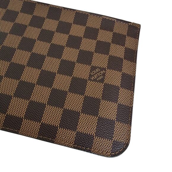 Louis Vuitton Damier Ebene Neverfull MM GM Pouch Wristlet Brown Canvas Leather - Picture 3 of 10